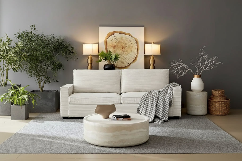 87.4 Inch Modern Design Sofa with Cup Holder and Storage Bags